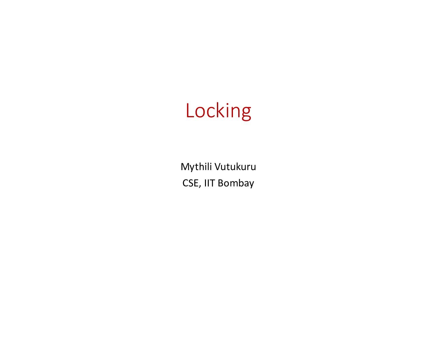 Locking and Concurrency Control