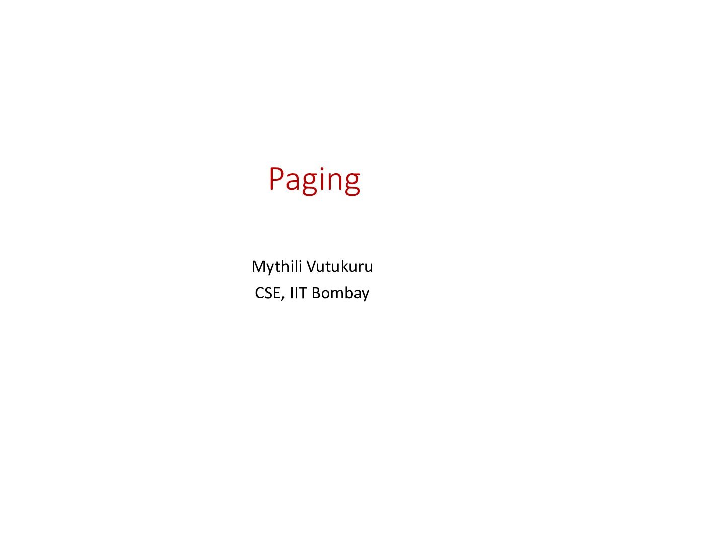 Paging and Page Tables