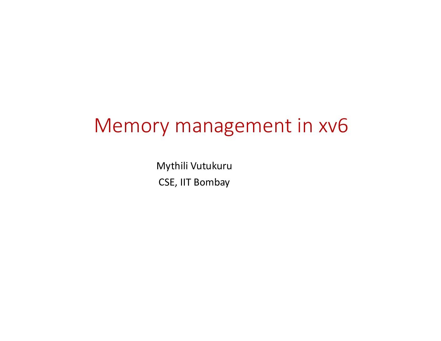 Memory Management in xv6