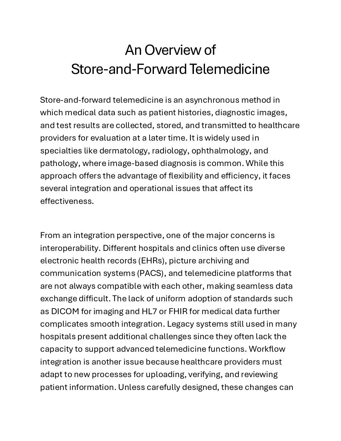 Store-and-Forward Telemedicine
