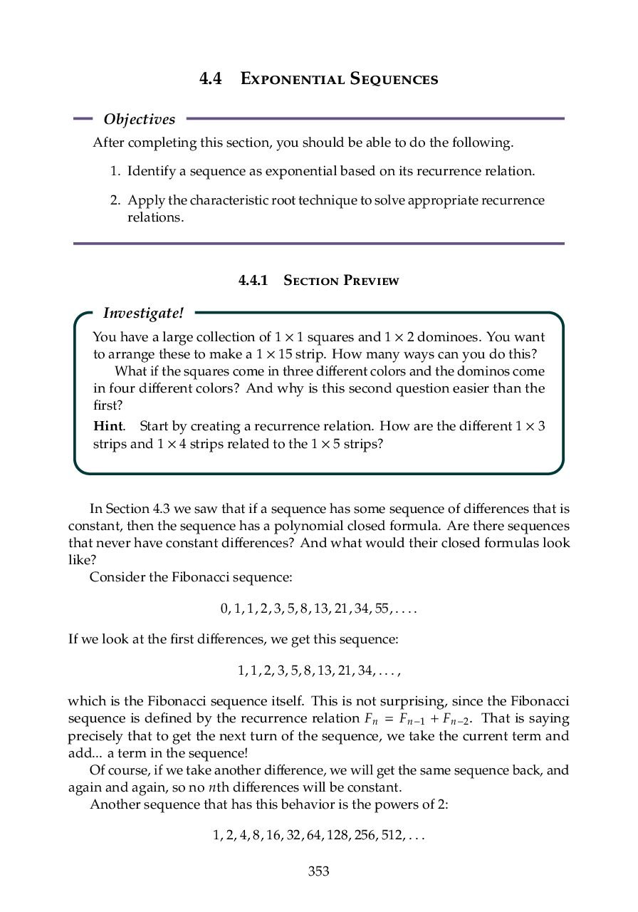 Exponential Sequences and Characteristic Root Technique