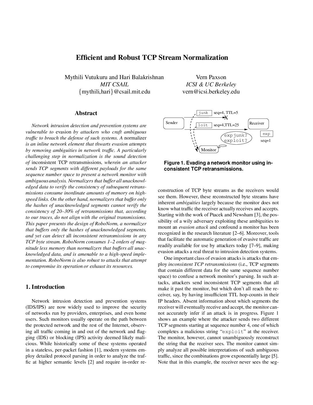 TCP Stream Normalization