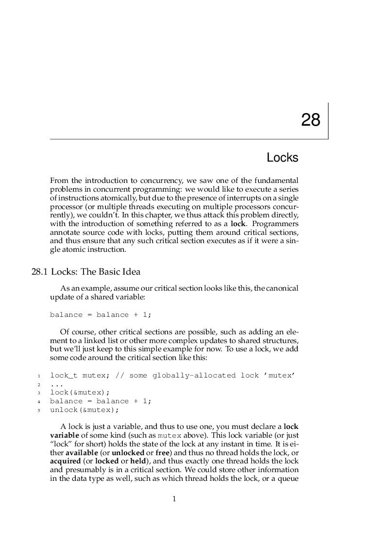 Locks and Mutual Exclusion