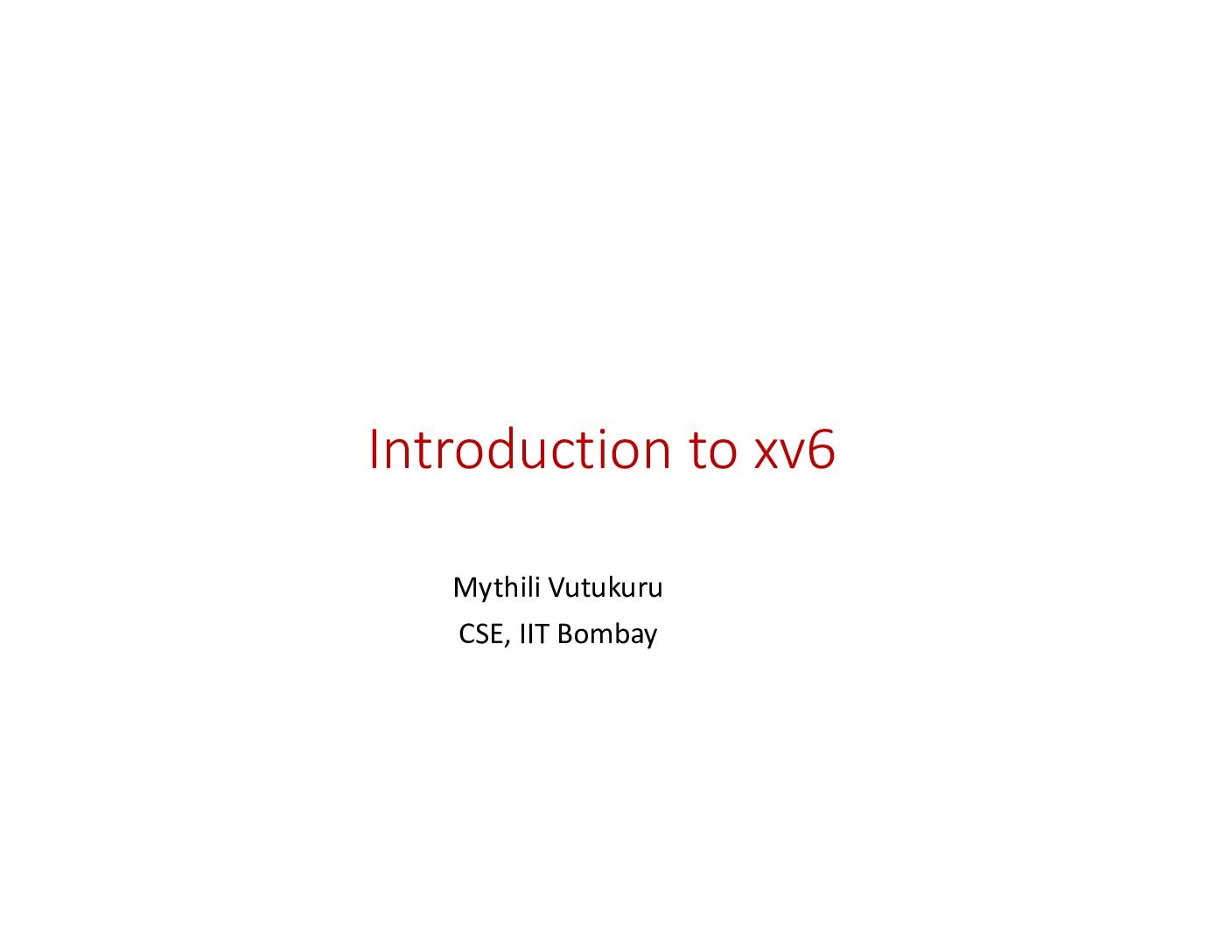 xv6 Operating System Introduction