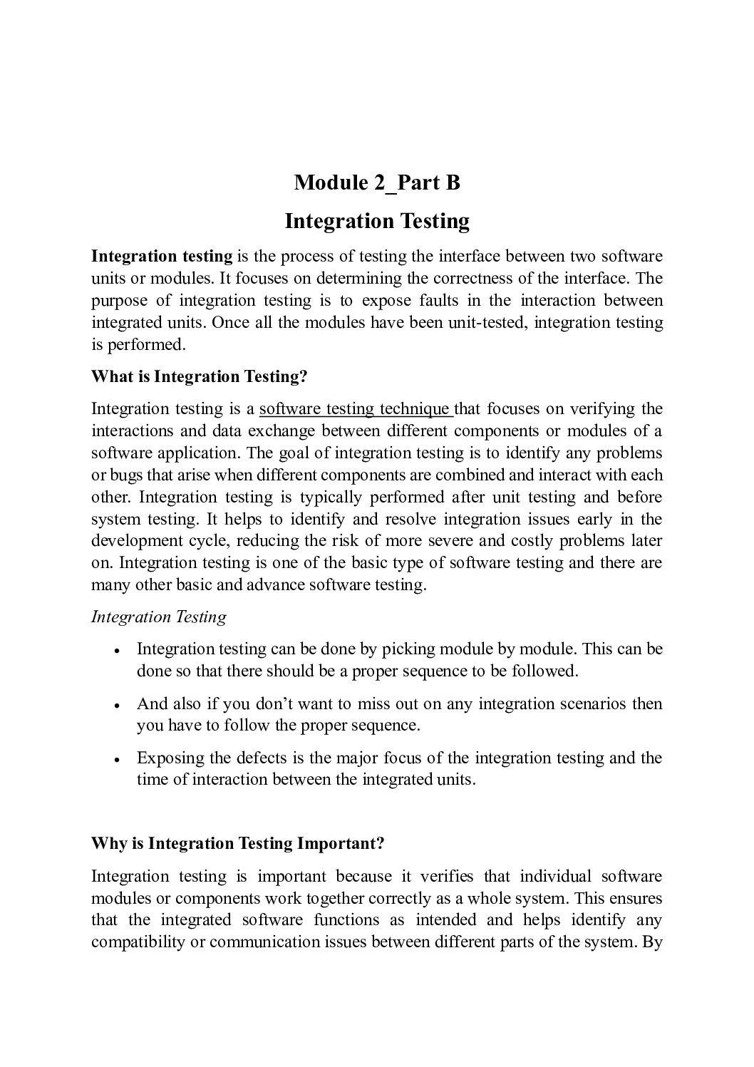Integration and System Testing