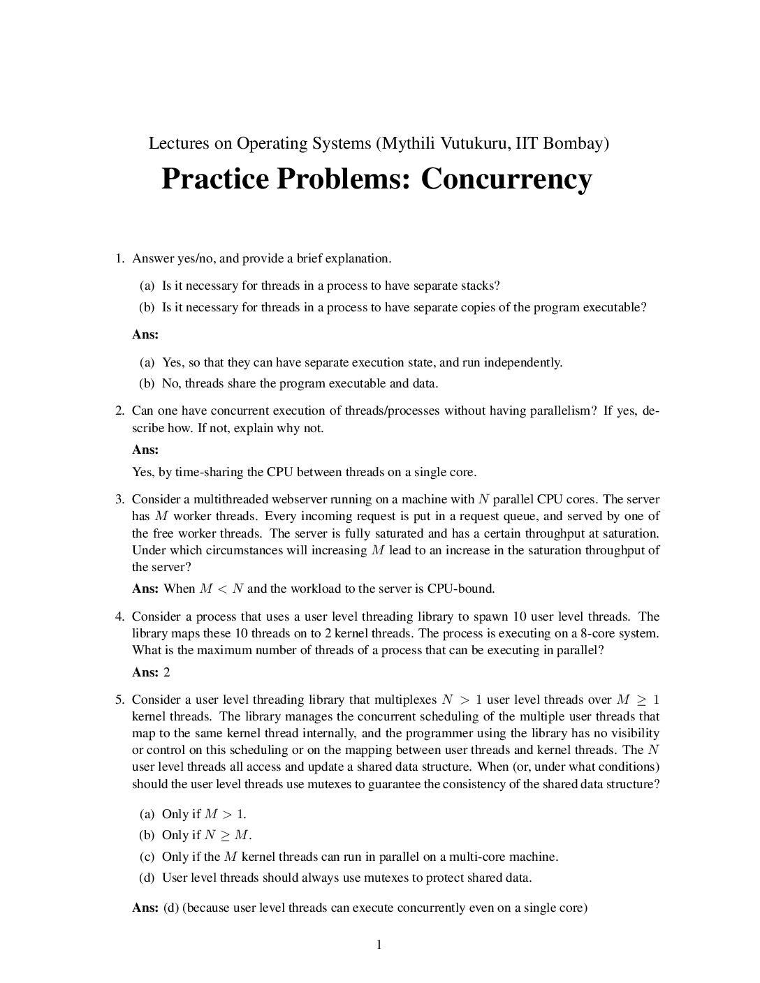 Concurrency and Synchronization