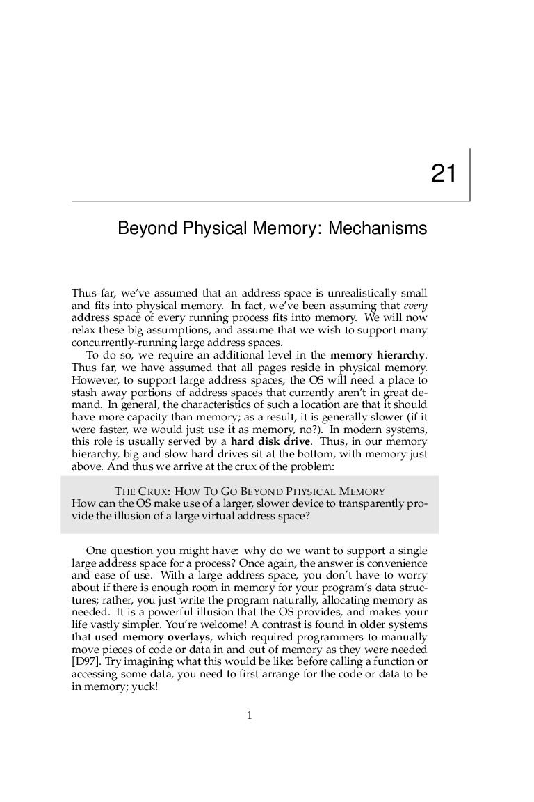 Virtual Memory and Disk Swapping