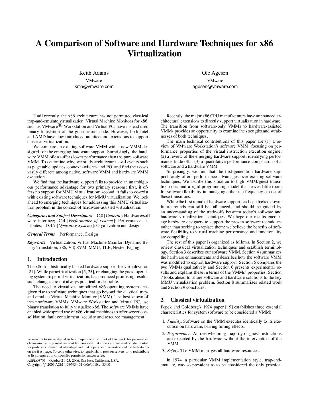 Hardware Virtualization and VMM