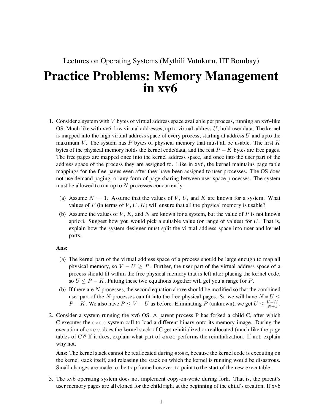 Virtual Memory in xv6
