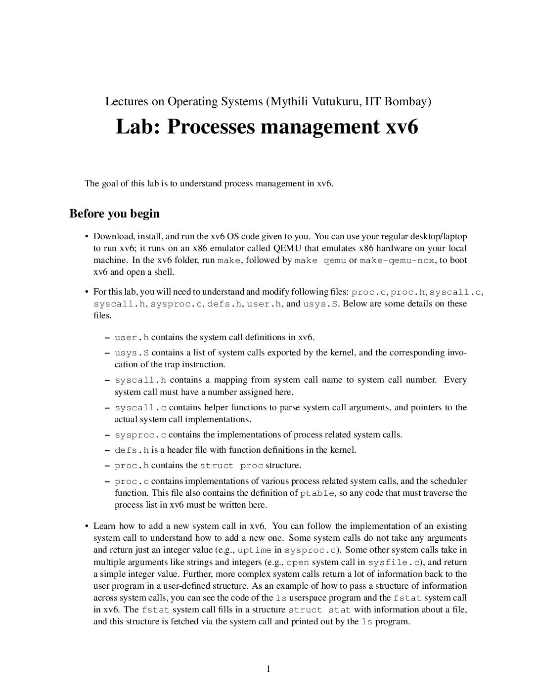 Process Management and System Calls
