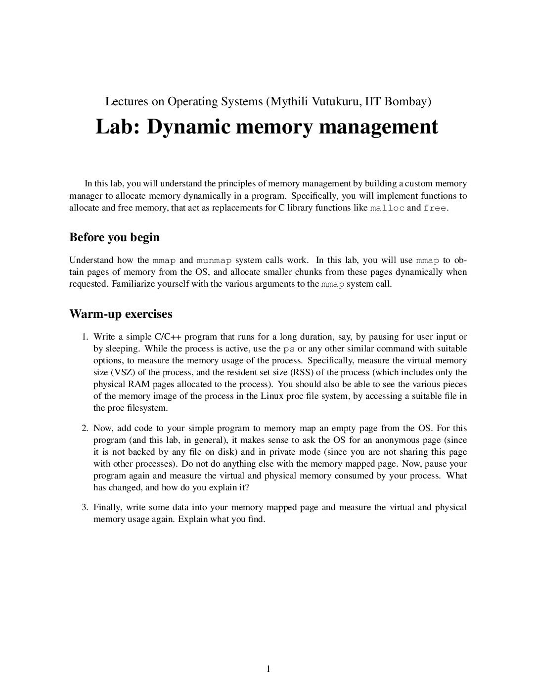 Dynamic Memory Management and Malloc Implementation