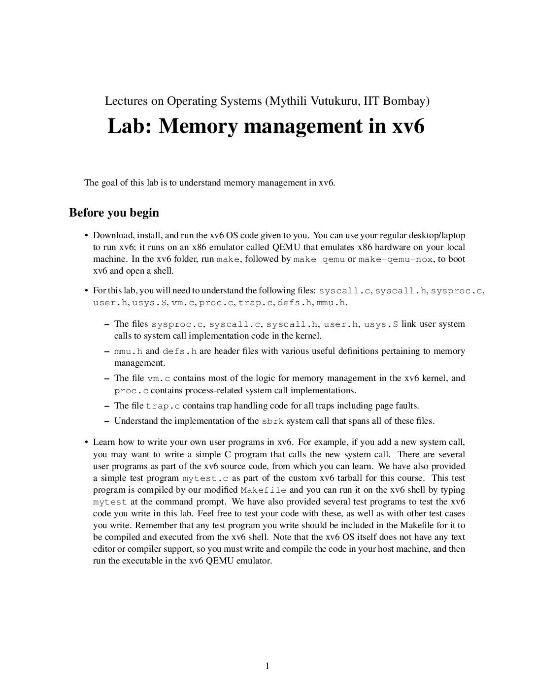 Memory Management and Virtual Memory in XV6