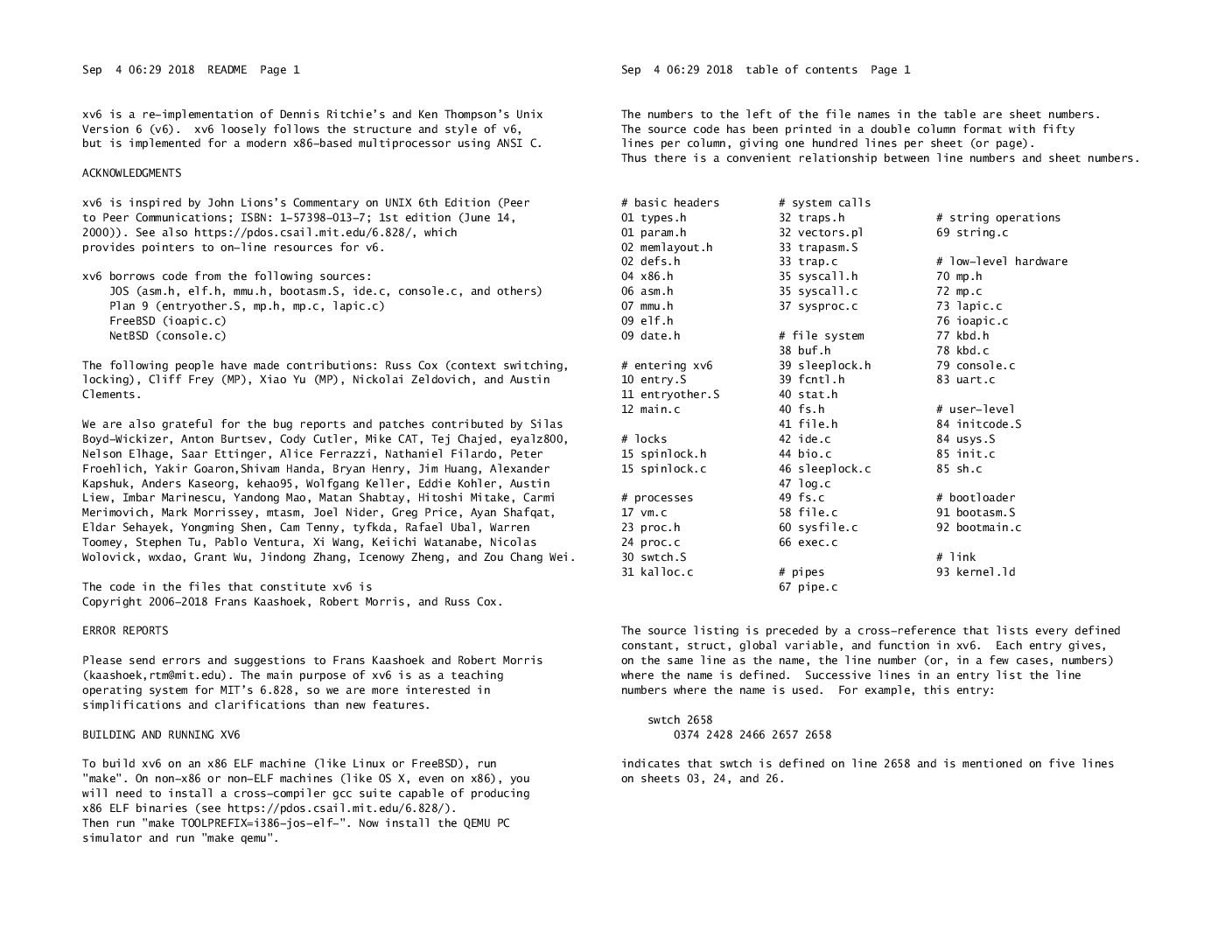XV6 Kernel Implementation and Architecture