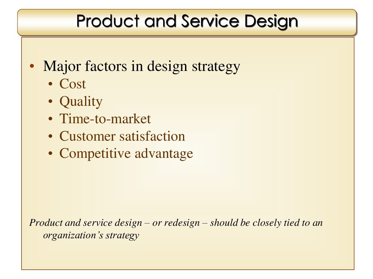 Product and Service Design