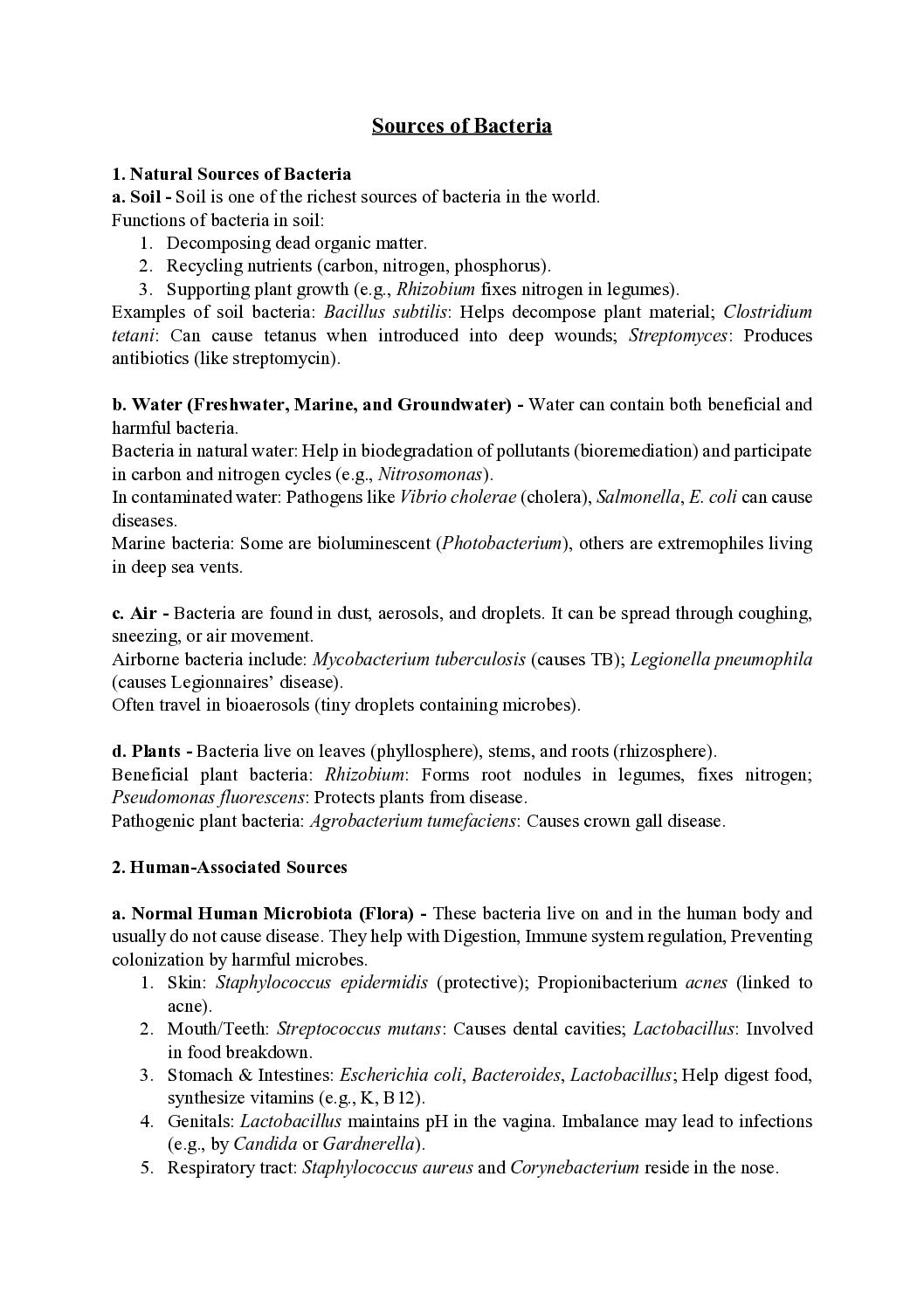 Sources of Bacteria and Transmission Routes