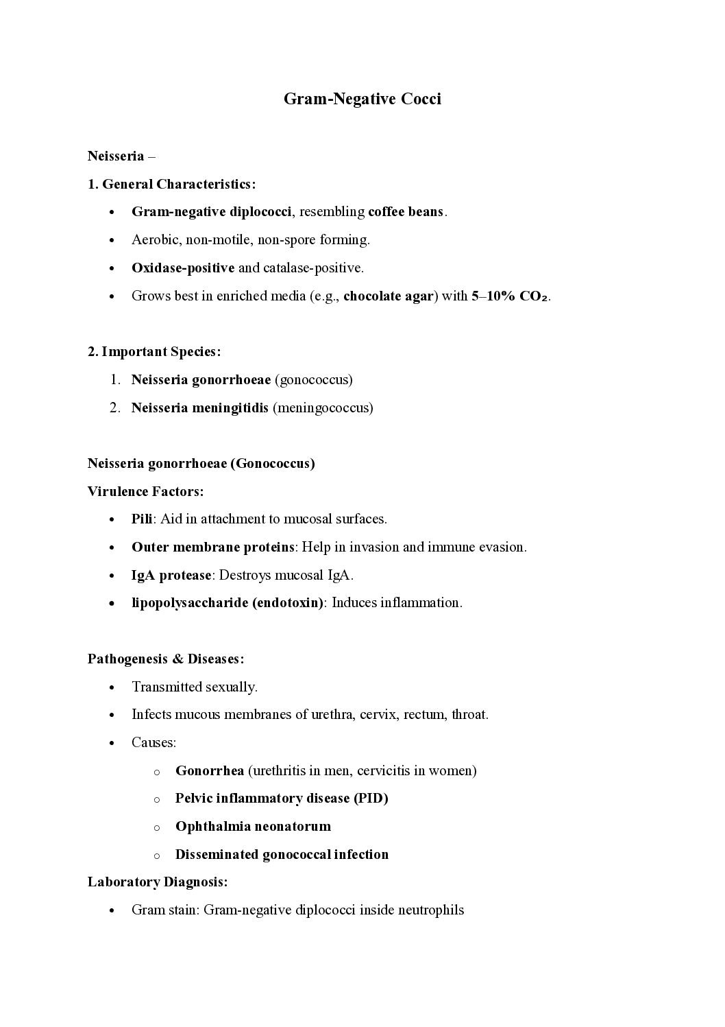 Gram-Negative Cocci: Neisseria Species
