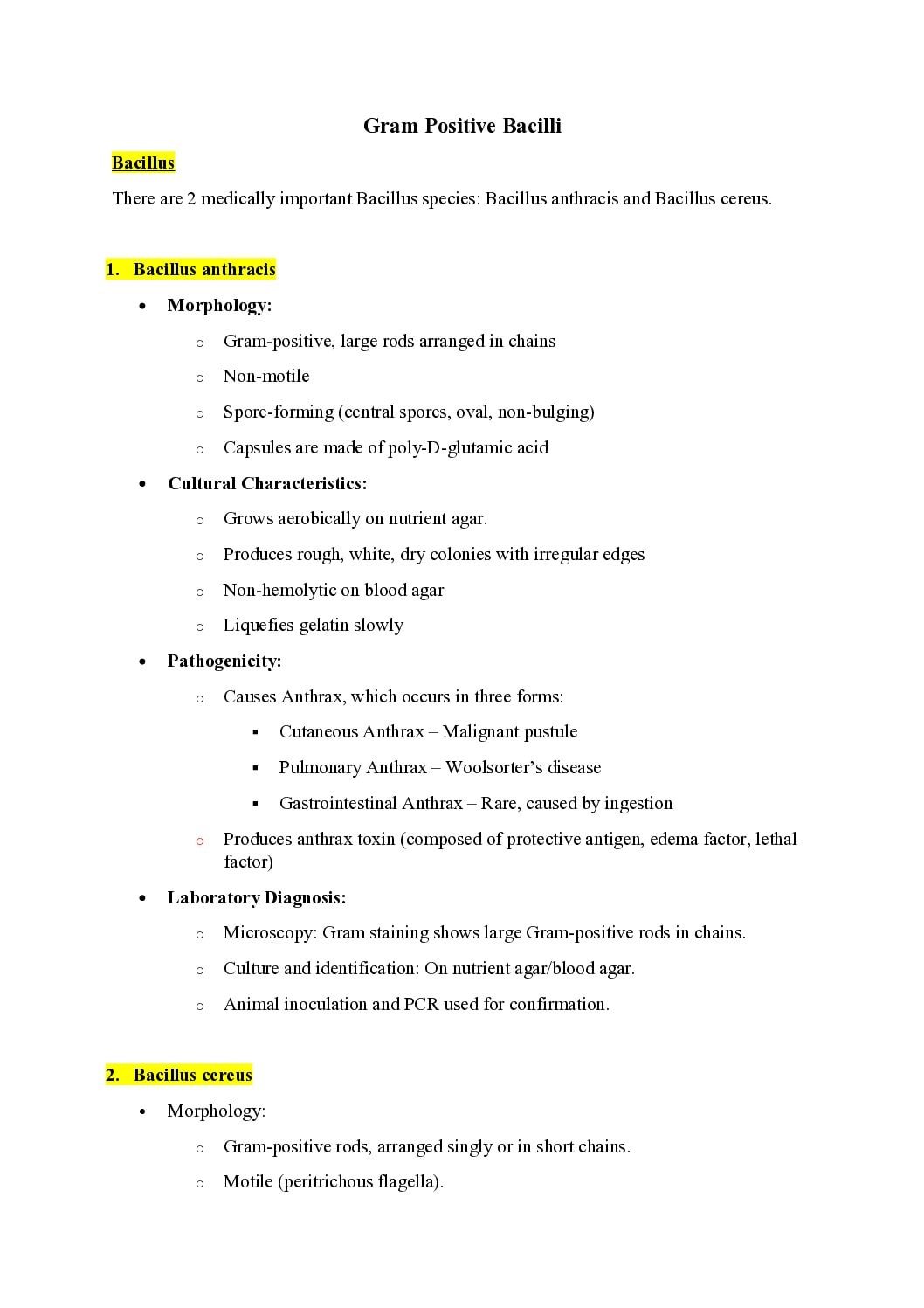 Gram-Positive Bacilli: Classification and Disease Mechanisms