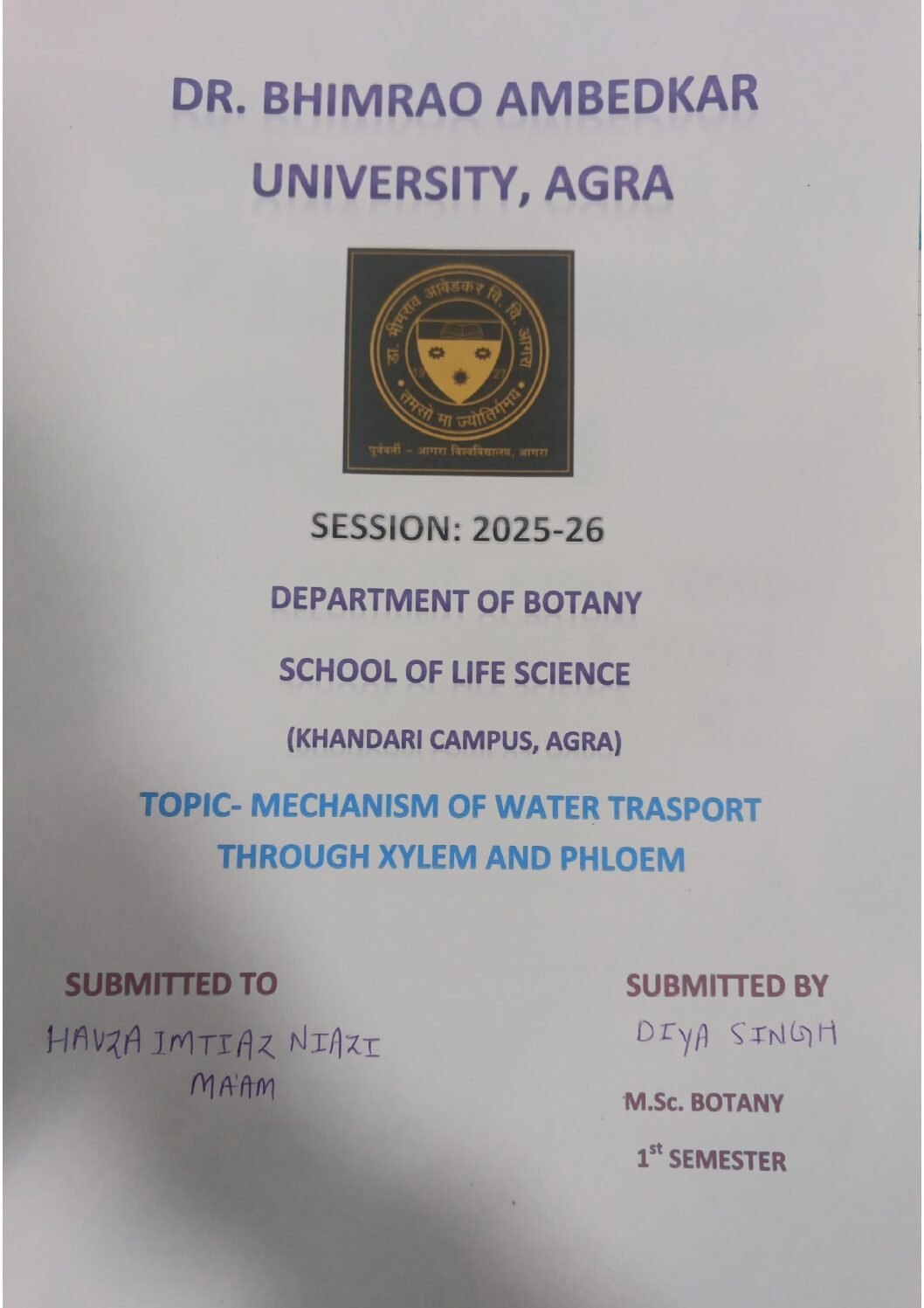Mechanism of Water Transport through Xylem and Phloem