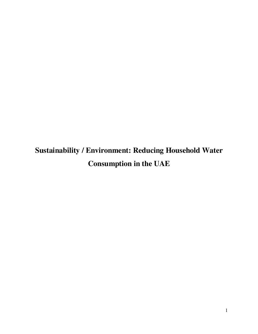 Policy Proposal for Reducing Household Water Consumption in UAE