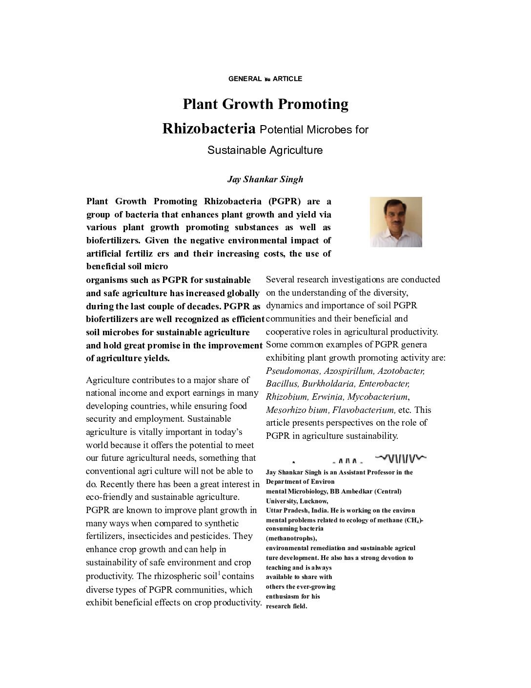 Plant Growth-Promoting Rhizobacteria (PGPR) – Potential Microbes for Sustainable Agriculture