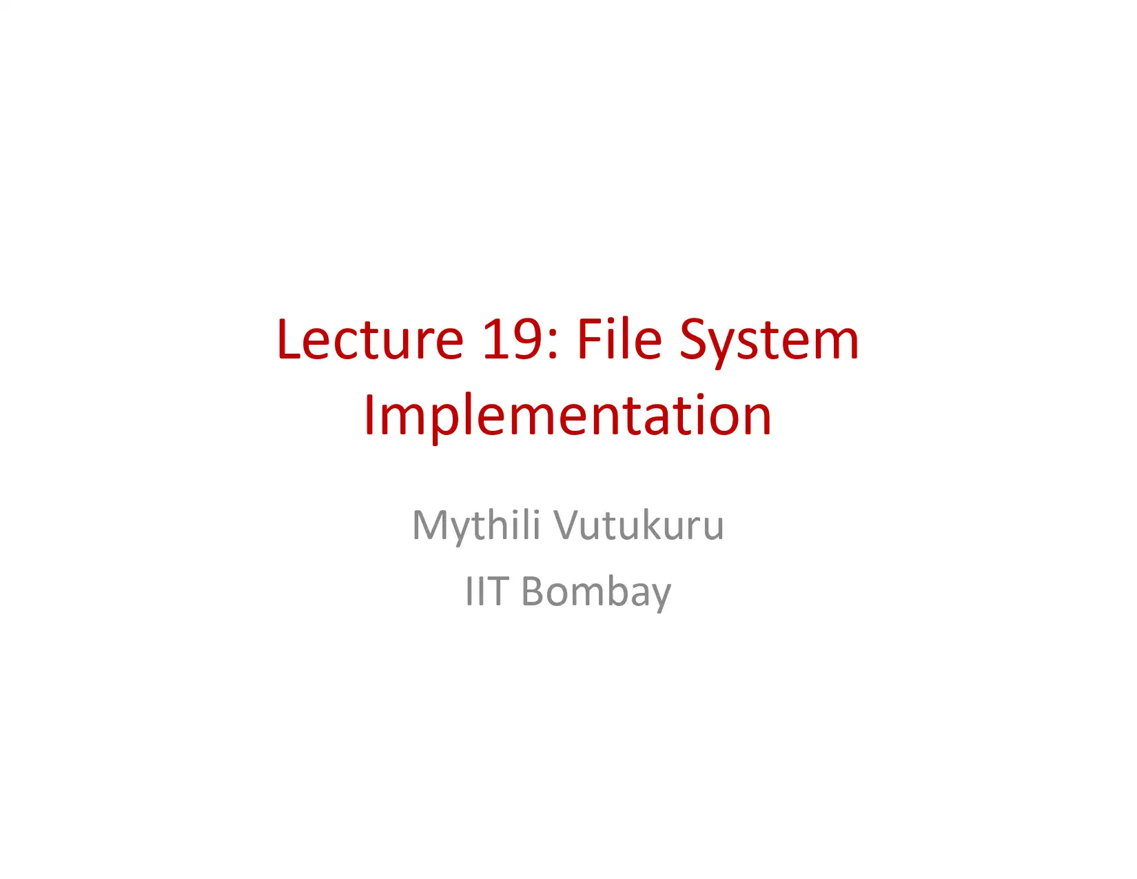 File System Implementation