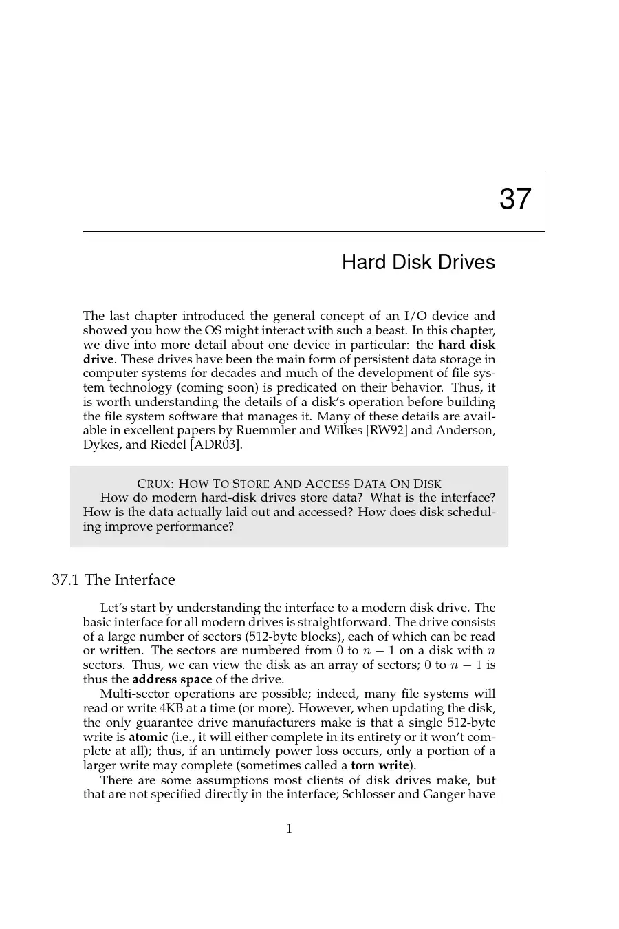  Hard Disk Drives and IO Scheduling