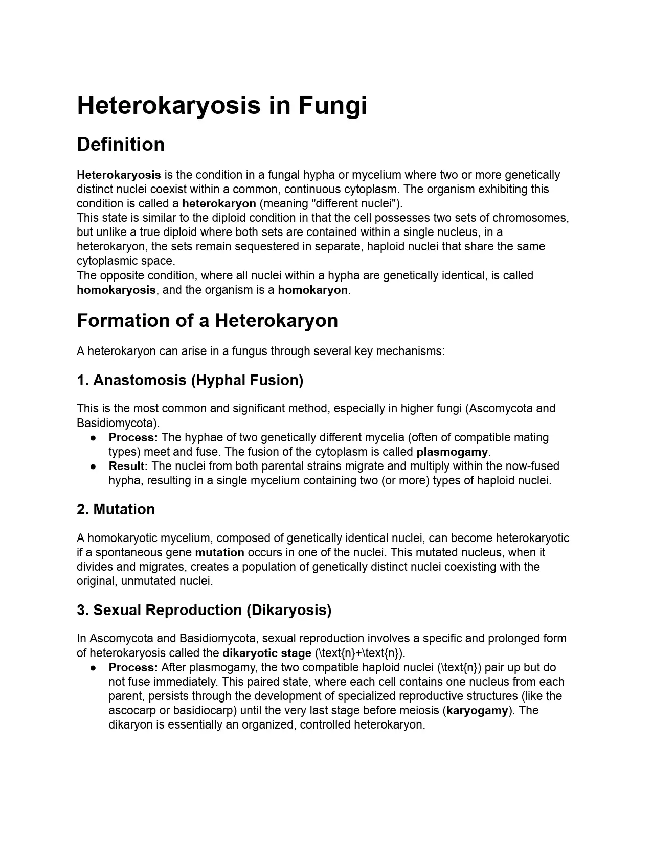 Heterokaryosis in Fungi