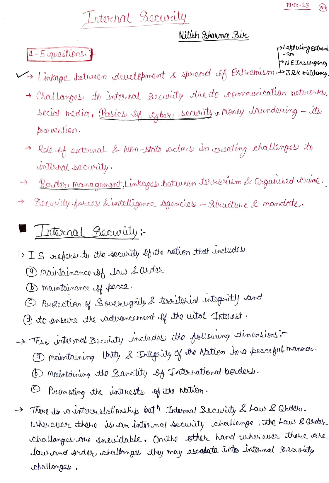 Internal Security Challenges and Management