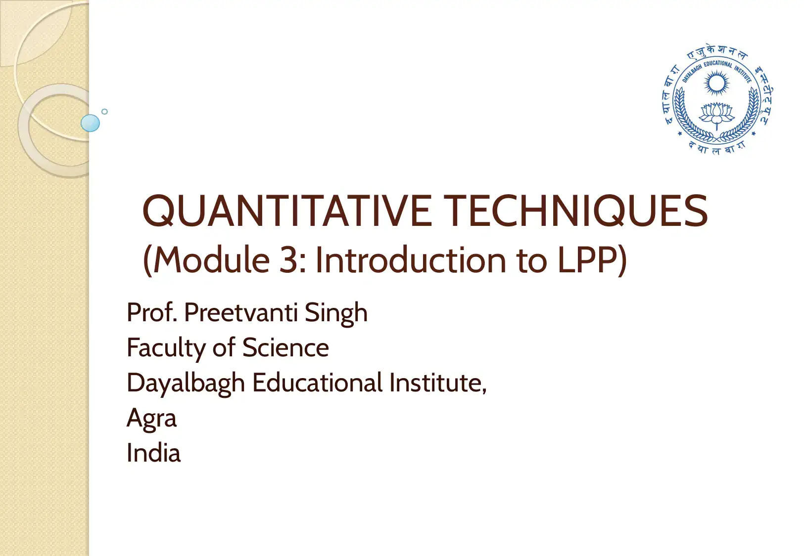 Introduction to Linear Programming Problems