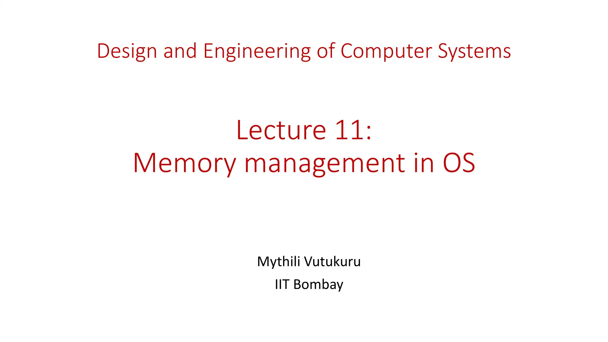 Memory Management and Virtual Addressing