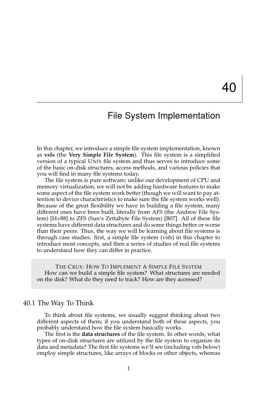 Simple File System Design and Implementation
