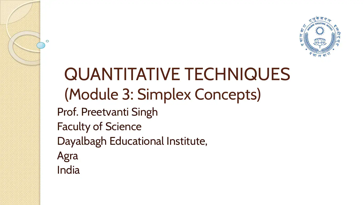 Simplex Algorithm for Linear Programming Optimization