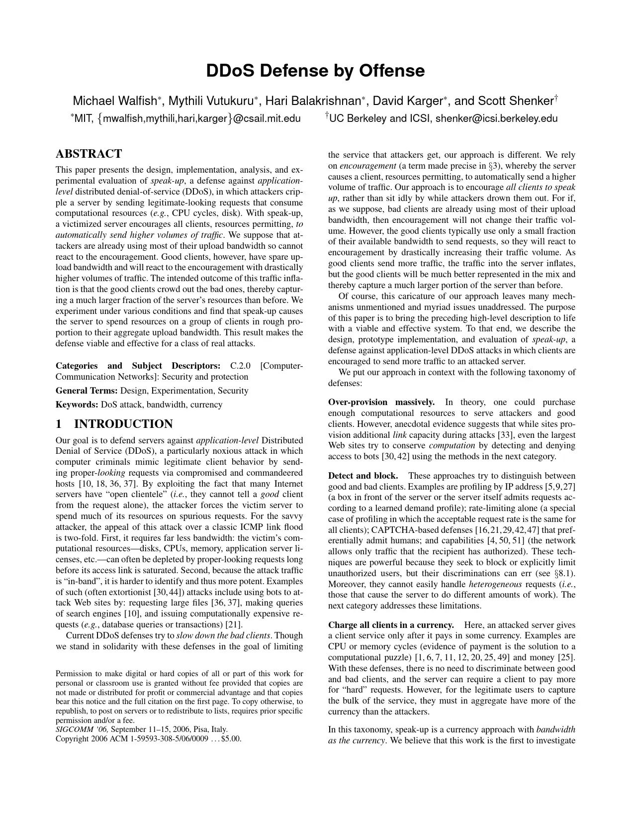 Speak-up Defense Mechanism for Application-Level DDoS
