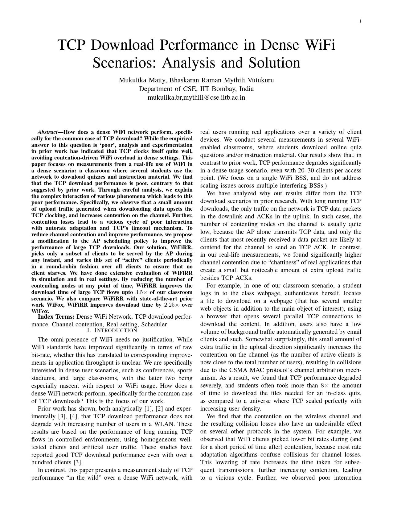 TCP Download Analysis & Solutions in Dense WiFi