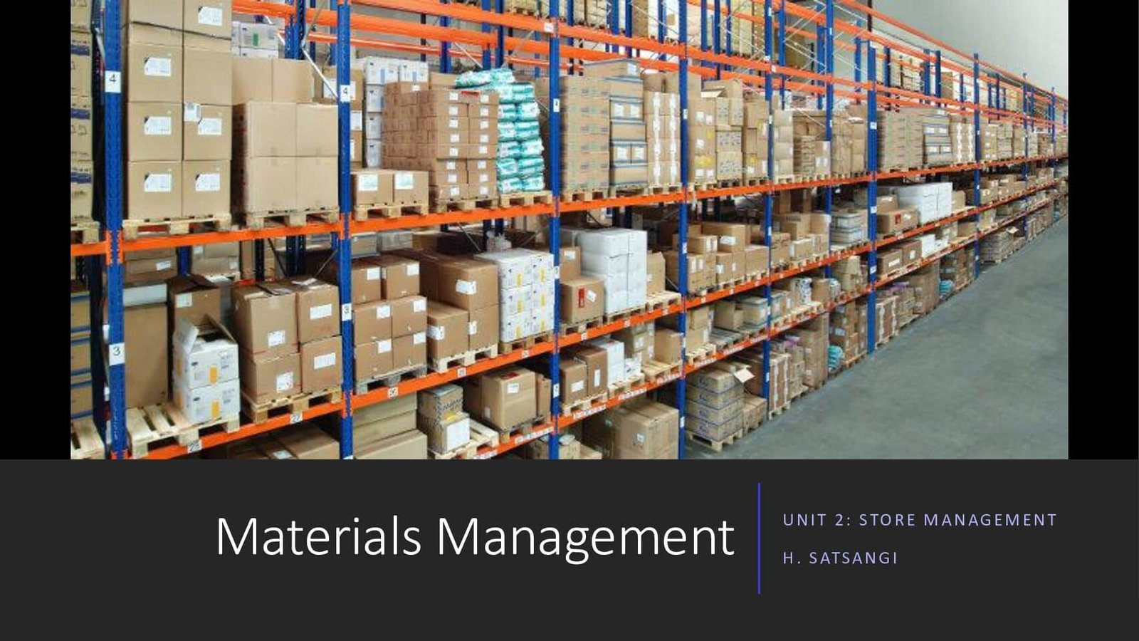 Materials Management – Unit 2: Store Management