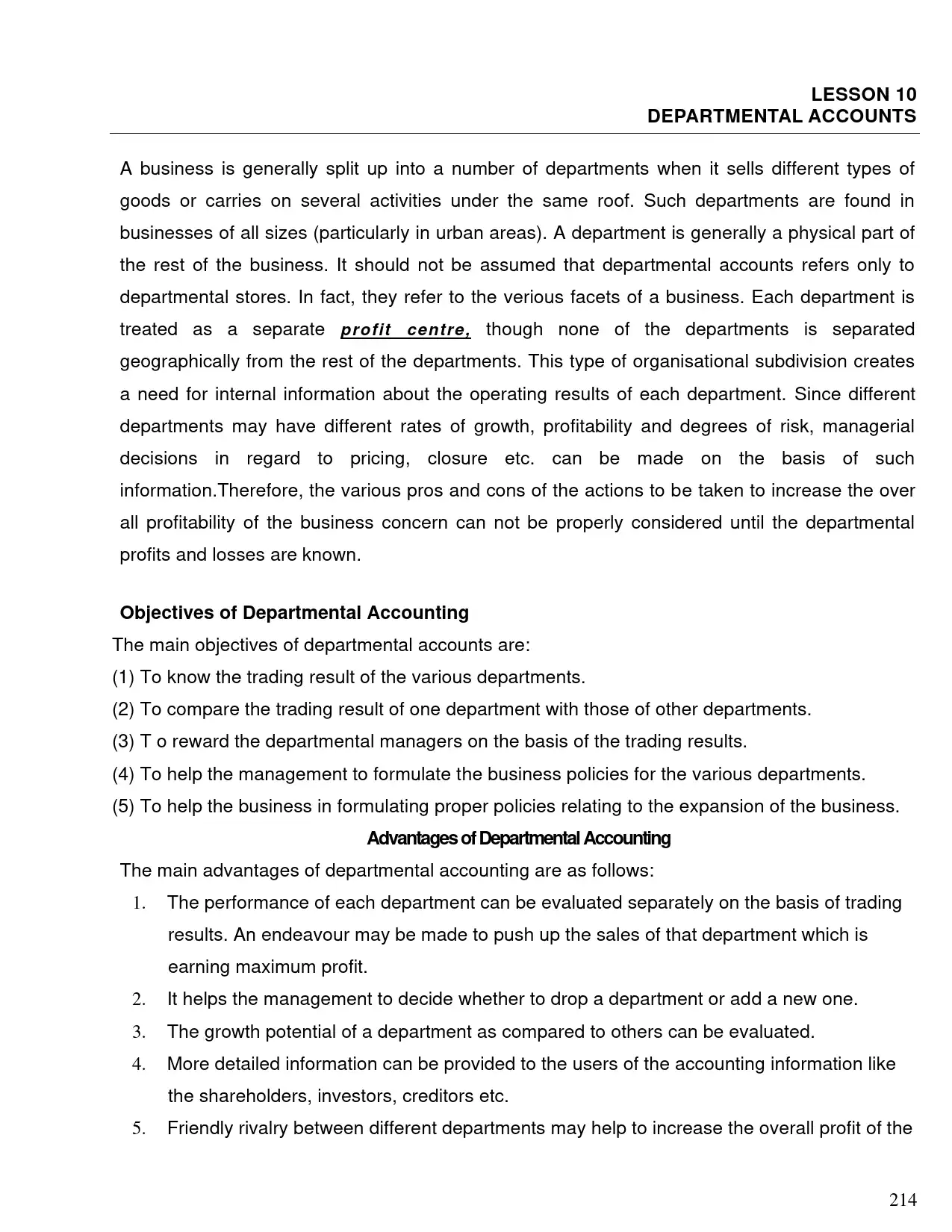 DEPARTMENTAL ACCOUNTS