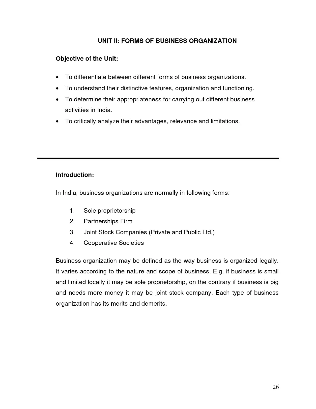 Forms of Business Organisation