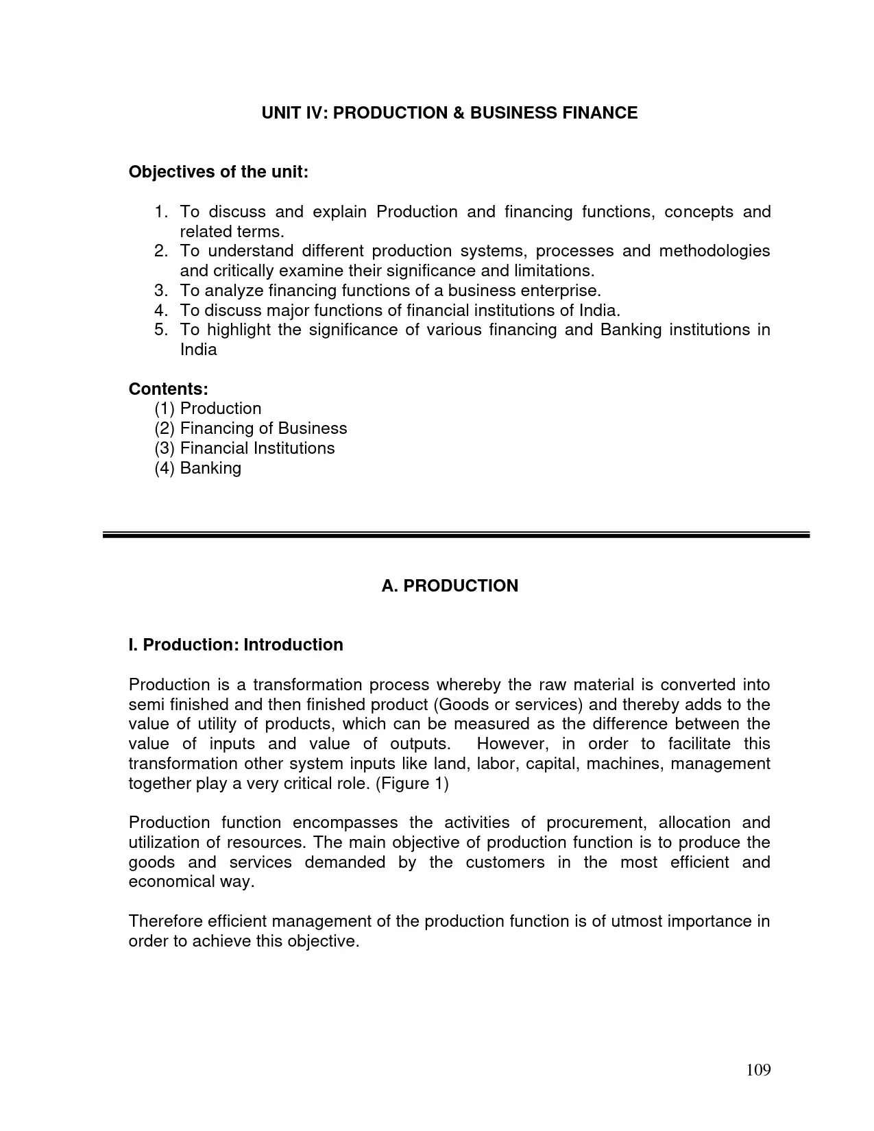 Production & Business Finance