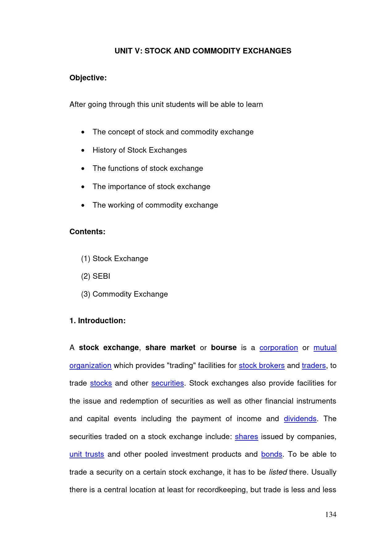 Stock and Commodity Exchanges