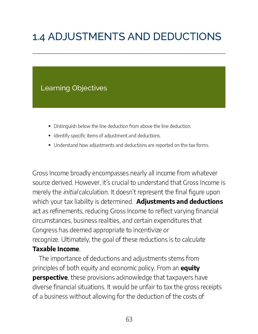 1.4 – Adjustments and Deductions