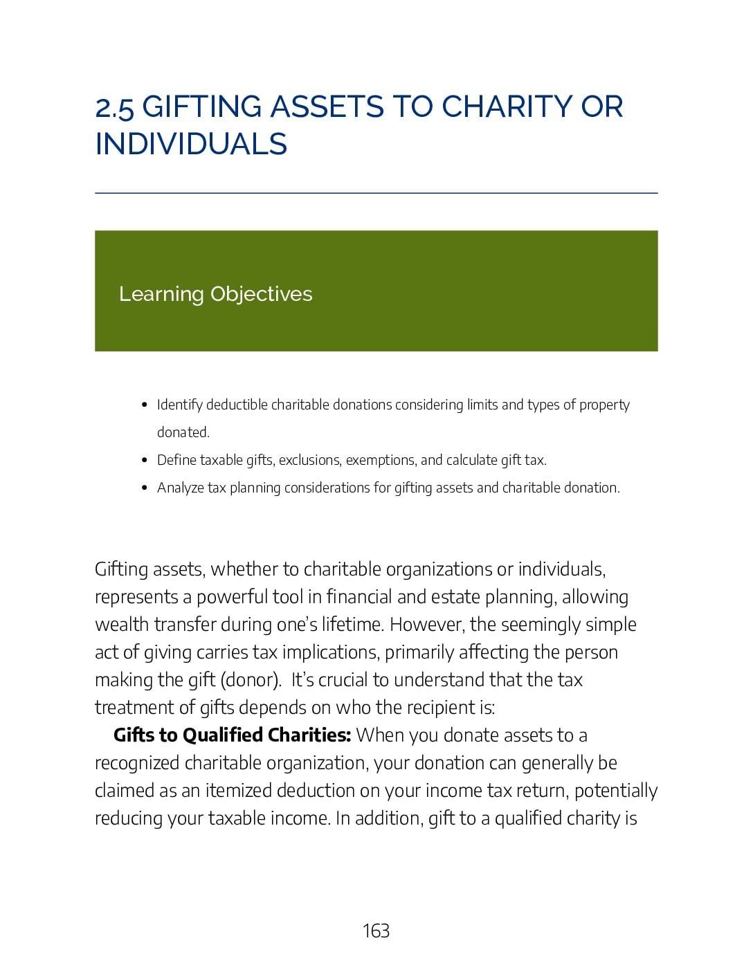 2.5 – Gifting Assets to Charity or Individuals