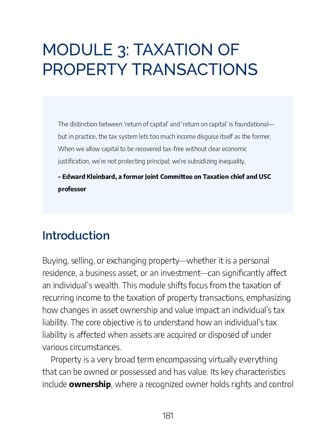3.1 – Property Acquisition and Cost Recovery