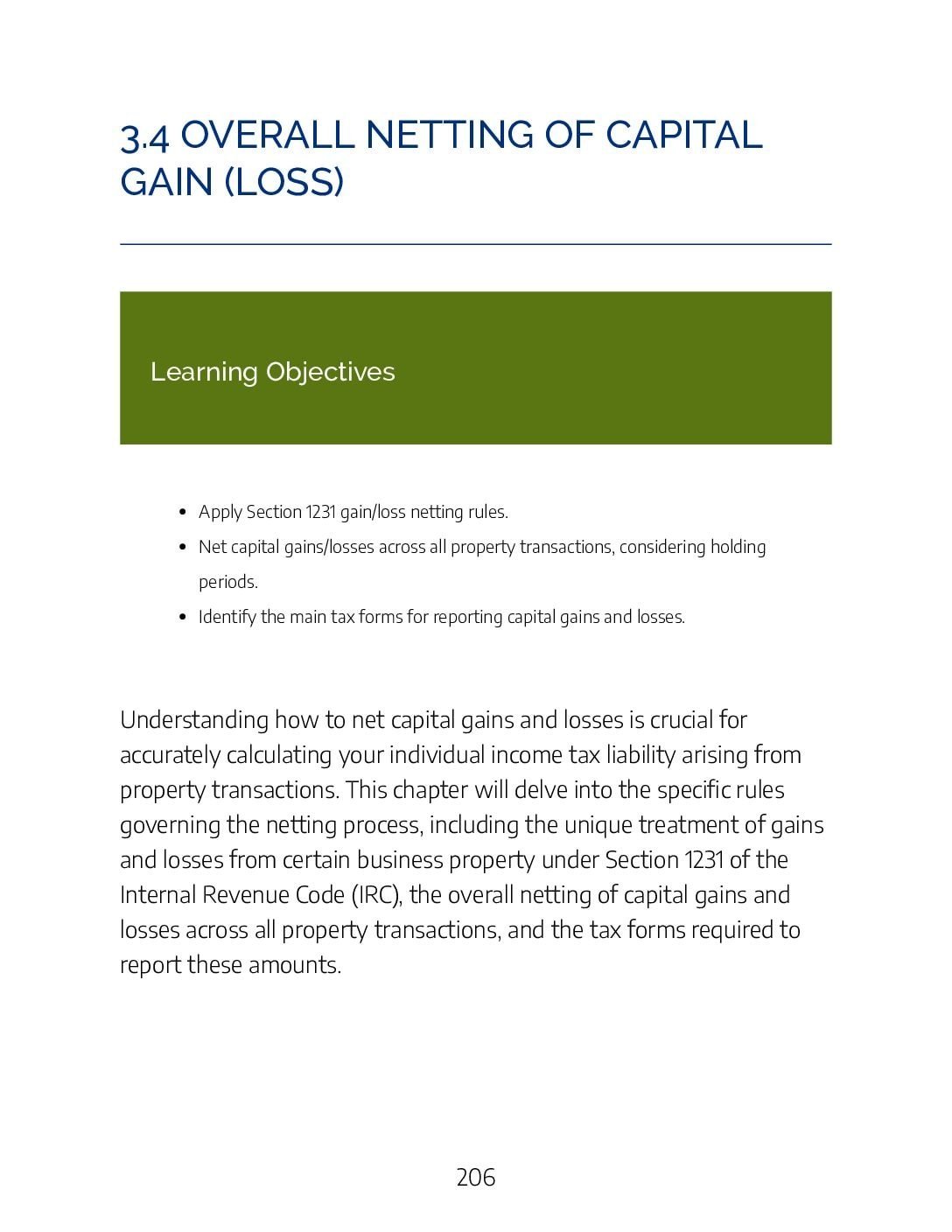 3.4 – Overall Netting of Capital Gain (Loss)