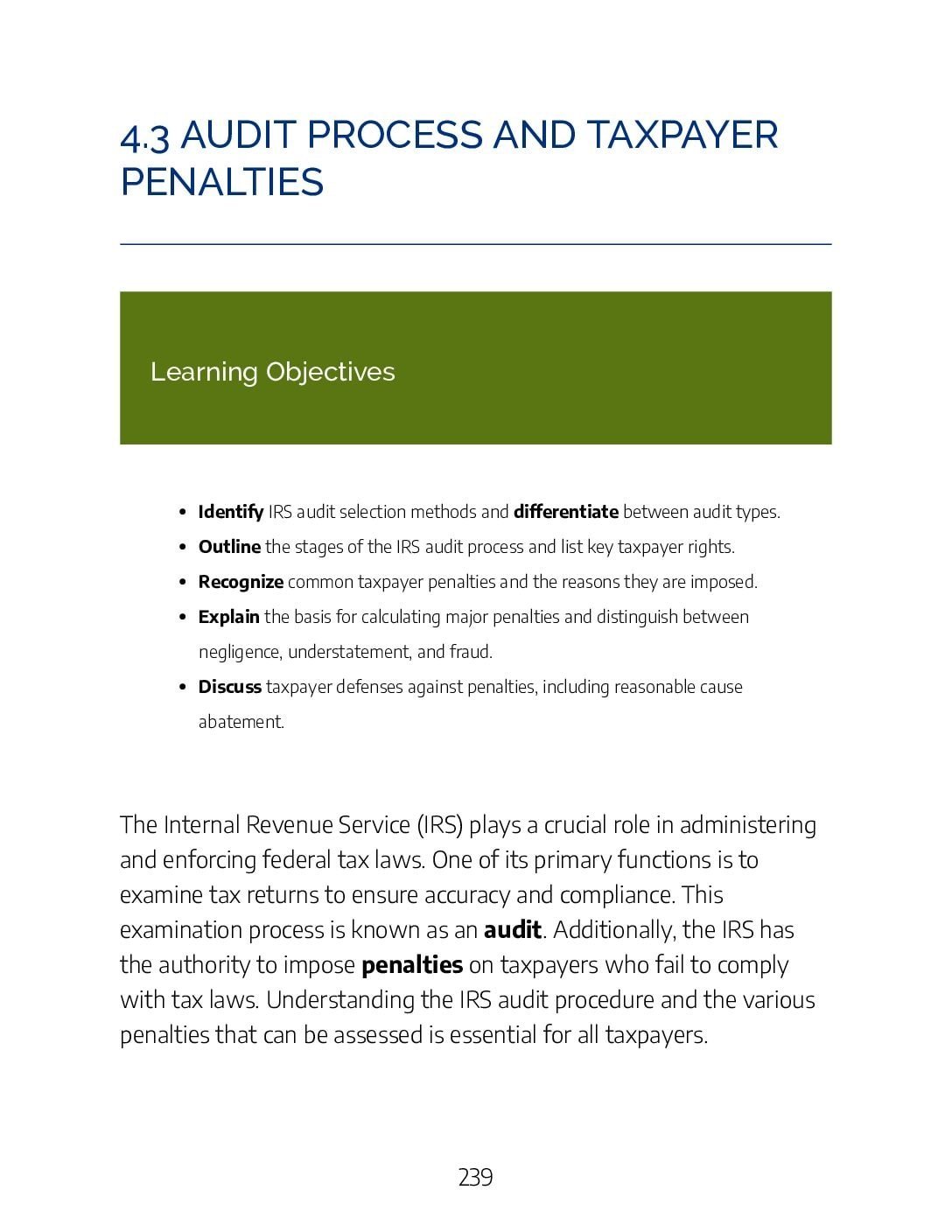 4.3 – Audit Process and Taxpayer Penalties