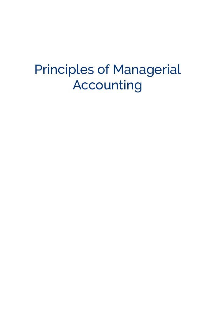 Chapter 1 – Managerial Accounting and Cost Concepts