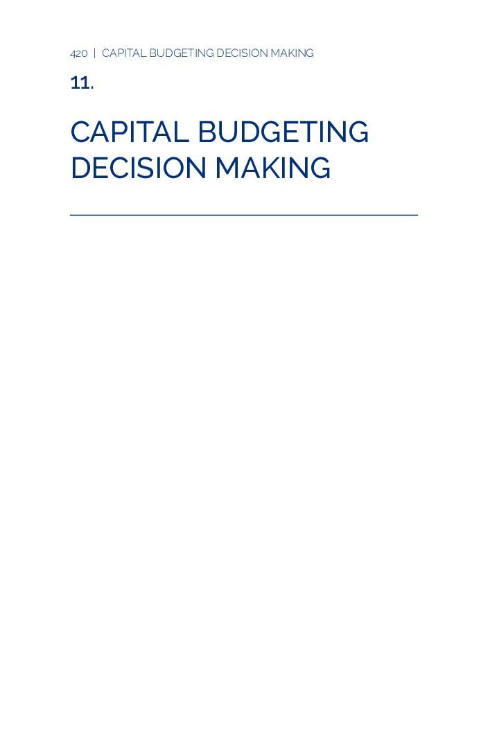 Chapter 11 – Capital Budgeting Decision Making