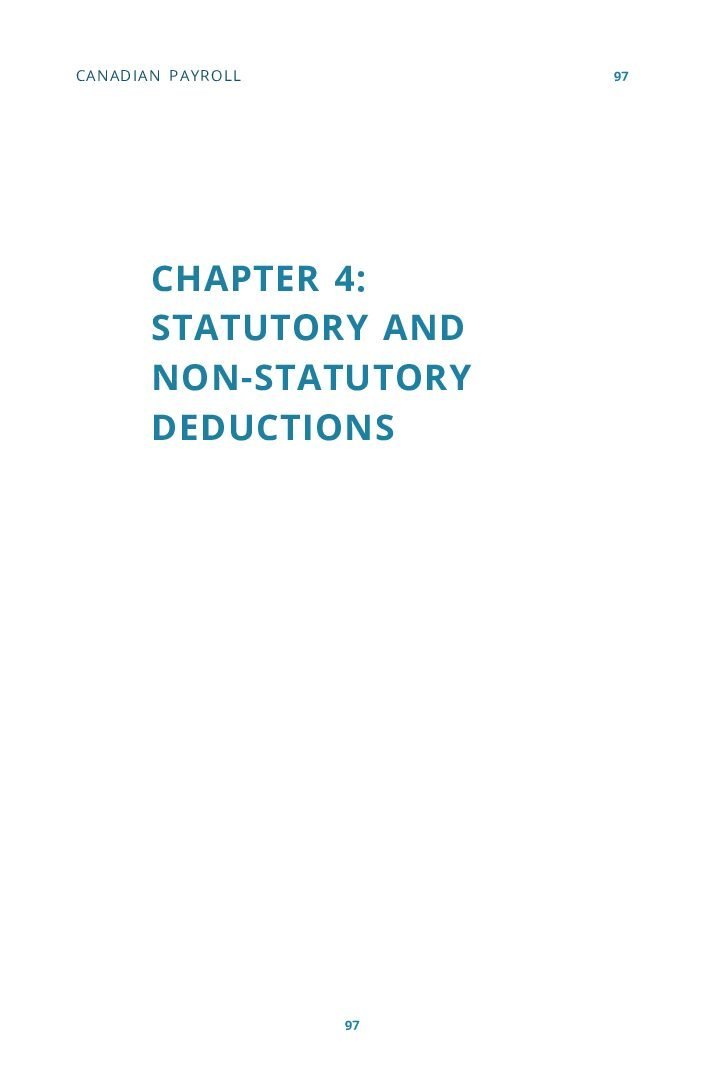 Chapter 4 – Statutory and Non-Statutory Deductions
