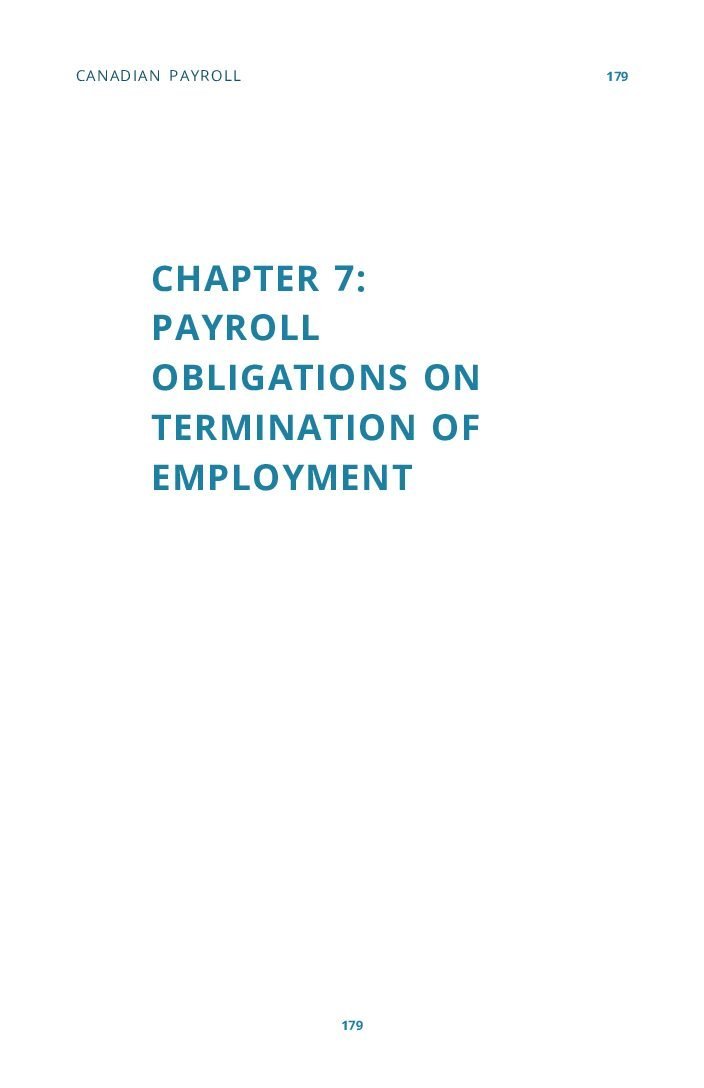 Chapter 7 – Payroll Obligations on Termination of Employment