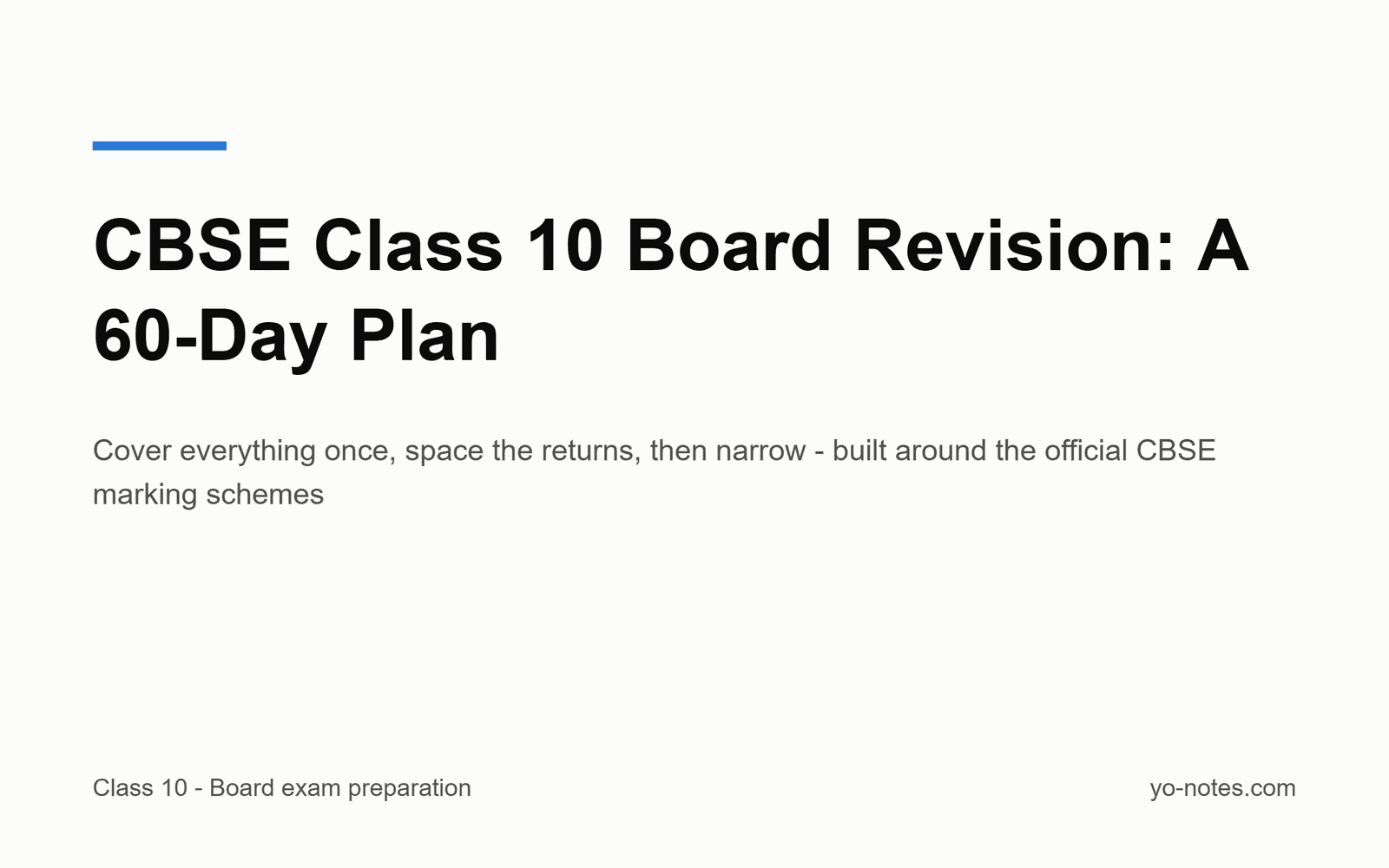 CBSE Class 10 Board Revision: A 60-Day Subject-by-Subject Plan
